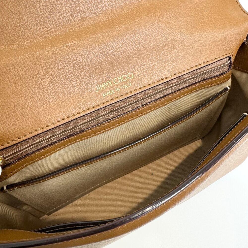 Jimmy Choo Brown Leather Crossbody Shoulder Bag Adjustable Gold Chain Crossbody - Picture 8 of 8